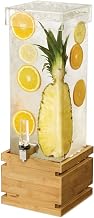 Rosseto LD179 ® 2 Gal. Rectangle Clear Acrylic Beverage Dispenser with Bamboo Base