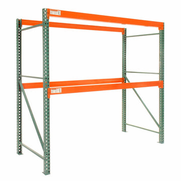 Teardrop Pallet Rack Starter Unit by Global Industrial – 108 inches (W) x 42 inches (L) x 192 inches (H), Alloy Steel, Orange, Model 299195