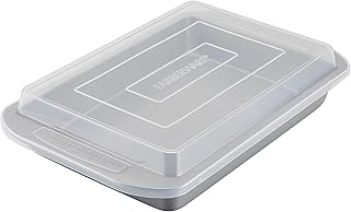 Farberware Nonstick Bakeware Rectangular Cake Pan with Lid for Baking, Gray