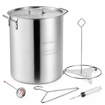 30 Qt Aluminum Turkey Fryer Pot with Lid by Glownary – 30 Quart, Aluminum, Silver, Pack of 5, Model Glwn-30qt-tfp