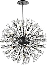 ELEGANT Lighting Vera 32 inch Crystal Starburst Round Pendant in Black