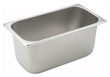 1/3 Size Pan 6" Depth (NSF) by Winco – 6" Deep, 6.1 quarts, Stainless Steel, Model SPT6