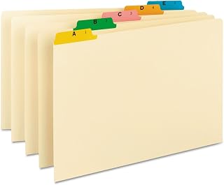 SMEAD 52180 Recycled Top Tab File Guides, Alpha, 1/5 Tab, Manila/Color, Legal (Set of 25)