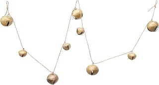 Creative Co-Op Metal Jingle Bell Garland, Gold Finish