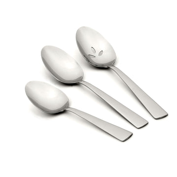 Nocha Everyday Flatware Serving Spoons by Oneida – Set of 3, 18/0 Stainless Steel, Silverware Set, Pack of 3, Model H098003F