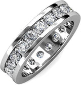 Round Lab Grown Diamond Channel Set Women Eternity Ring Stackable 2.55 ctw-3.00 ctw 14K White Gold-7.0