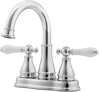 Pfister Sonterra Bathroom Sink Faucet 4 inch Centerset 2-Handle 3-Hole Polished Chrome Vanity Faucet with Push & Seal Drain and 360 Degree Swivel Spout LFWL245PC