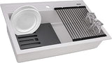 Ruvati 34-inch epiCube Granite Composite Quartz Workstation Drop-in Topmount Kitchen Sink Matte White - RVG1634WH