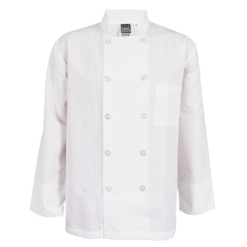 ® Basic Chef’s Jacket Long Sleeve White Large by Chef Revival – Large, Polyester, White, Model J100-L