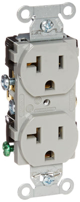 Duplex Receptacle by Hubbell – Plastic, Grey, Model CR20GRY