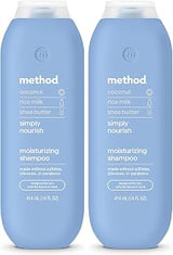 Method Moisturizing Shampoo,Simply Nourish with Shea Butter,Coconut,and Rice Milk Scent Notes,Paraben and Sulfate Free,14 oz,(Pack of 2)