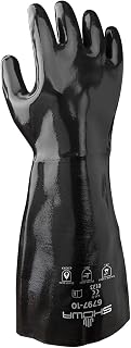 SHOWA 6797 Full Neoprene Coated Chemical Resistant Safety Glove with Cotton Liner and Smooth Grip, Food Safe, 17" Length, Large (12 Pair)
