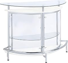 Furnifact Engineered Wood Wine Cabinet with Glass Top, Freestanding Home Bar Liquor Cabinet Bar Cabinet for Living Room, White