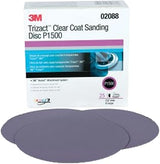 3M 02088 Trizact Hookit 6" P1500 Grit Clear Coat Sanding Disc | 25 Discs, Paint Finishing, Automotive Sanding