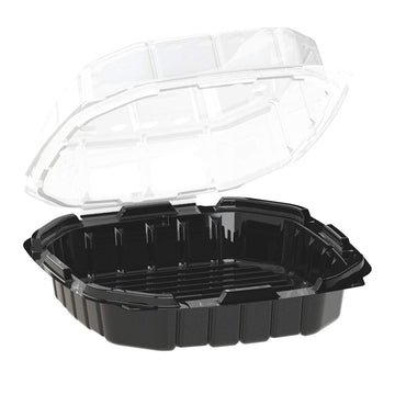 Black Hinged Take Out Crisp Container by Anchor Packaging – 32.0 ounces, PP-Polypropylene #5 PP, Black, Model CF9911