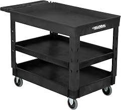 Global Industrial Tray Top Utility Cart w/3 Shelves, 44"L x 25-1/2"W x 32-1/2"H, Black