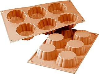 Silikomart 6 Cavity Briochette Cake Mold, Red