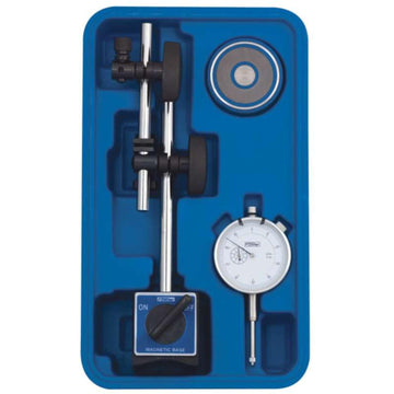 Fine Adjust Mag Base with AGD White Face Indicator Set by Fowler – 11.5"L x 7"W x 3.5"H, Steel/Plastic, Gray/Black, Model 52-585-125-0