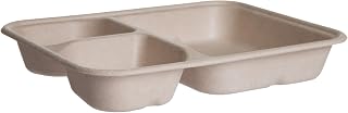 ECO PRODUCTS Compostable 6"x8" Disposable Nacho Tray, Case of 400, WorldView 3 Compartment Corner Sauce Dip Containers, Vanguard Renewable White Molded Fiber, No PFAS, ASTM Compliant, BPI-Certified