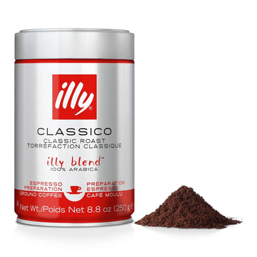 Ground Espresso Coffee by illy – 8.8 Ounce (Pack of 1), Tinned Steel, Medium Roast, Model 733411000078