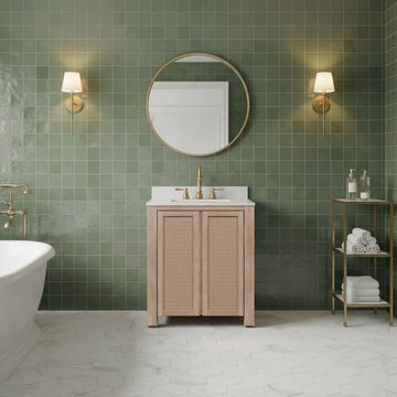 Belmont 30 in. Single Sink Pre-Assembled Transitional Style Bathroom Vanity by Water Creation – 30" Width, Wood, Toffee Latte