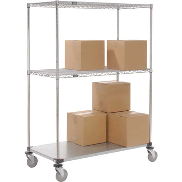 Open Sided Wire Exchange Truck by Nexel – 48"L x 24"W x 69"H, 12-Gauge Steel, Chrome, Model 558813A