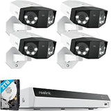 REOLINK 4X Duo 3 PoE 16MP UHD Dual-Lens PoE Security Camera with 180° Panoramic View, Motion Track, F1.6 Color Night Vision, Bundle with NVR RLN8-410 White, 8CH Video Recorder