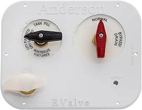 ABCO RV MANRV102-RF RV Water Service Panel with 4 Function Low Lead Brass Valve Supply & 2 Function Water Heater Bypass for Tank Filling & Maintenance