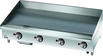 Star 8G-648MF_LP Star-Max 648MF Propane Gas Griddle, 48" Wide, 113,200 BTU, Manual Controls, 1" Polished Steel Plate, 150-450F, All-Welded SS Construction, Grease Trough & Drawer, 4" Legs, LP Kit