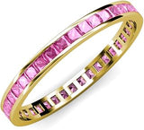 Princess Cut Pink Sapphire 1 3/4 ctw Channel Set Womens Eternity Wedding Anniversary Stackable Band 14K Gold