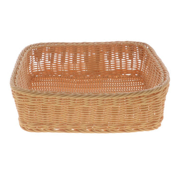 Light Beige Storage Basket - 14"L x 12 3/4"W x 4"H by HUBERT – Plastic, Light Beige, Model VS-5008-LTBG