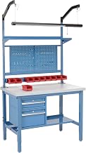 Global Industrial 60"W x 36"D Workbench, 1-5/8" Thick Plastic Laminate Square Edge Complete Bench, Blue