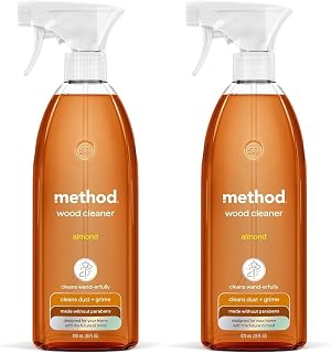 Method Daily Wood Cleaner, Plant-Based Formula that Cleans Shelves, Tables, and Other Wooden Surfaces While Removing Dust & Grime, Almond Scent, 828 ml Spray Bottles, Packaging May Vary (Pack of 2)