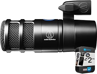 Audio-Technica AT2040USB Hypercardioid Dynamic Podcast USB Microphone, Black Bundle with 2 YR CPS Enhanced Protection Pack