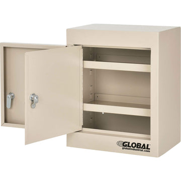 Small Narcotics Cabinet by Global Industrial – 8"L x 12"W x 15"H, Powder Coated Steel, Beige, Model 436952