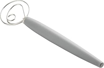 Tablecraft 13013 Danish Whisk with Gray Handle, Stainless Steel Dough Whisk for Bread Dough, Batter, Pizza Dough & Baking Prep, Dishwasher Safe Kitchen Mixing Tool