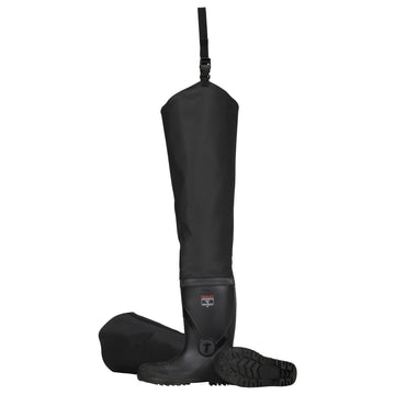 Steel Midsole Safety Toe Hip Boots by TINGLEY – 9 Women/7 Men, 100% Polyester Fabric Upper Attached To A Polyvinyl Chloride (PVC) Boot, Black, Model 31371