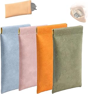 Personalized Snap Closure Leather Organizer Pouch, Snap Closure Pouches, Lambskin Pocket Cosmetic Bag (4Color B)