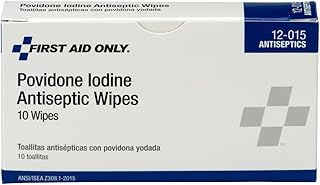 First Aid Only 12-015 PVP Povidone Iodine Wipe, First Aid Kit Refill Supplies, Box of 10
