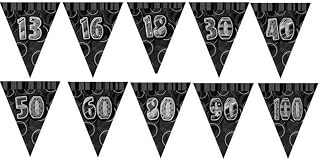 Unique Party Black & Silver Party Pennant Bunting (13) (Black/Silver)