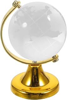 YARNOW Crystal Globe Decoration with Stand for Office and Home Use, Golden World Map Globe, Educational and Decorative Desk Accessory