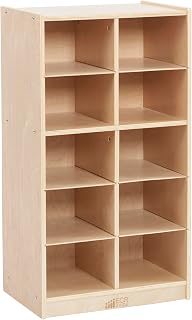 ECR4Kids 10 Cubby Mobile Tray Storage Cabinet, 5x2, Classroom Furniture, Natural