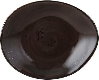 Tuxton Artisan Geode Geode Mushroom Reactive Natural 12-Inch Ellipse Plate, Set of 12, Brown; Scratch Resistant; Chip Resistant; Lead & Cadmium Free; Dishwasher, Microwave, Oven Safe
