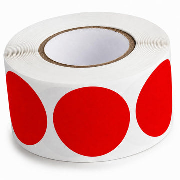 Round Inventory Labels by Glownary – 1.5 Inches, Semi-gloss Paper, Red, Model 323sr112bc