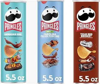 Pringles Potato Chips Trio Variety Set 5.5oz - 3 cans (Hawaiian BBQ, Carolina Pulled Pork BBQ, Texas BBQ Brisket)