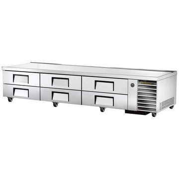 S/S 110"W 6-Drawer Refrigerated Chef Base by TRUE – STAINLESS STEEL, Model TRCB-110