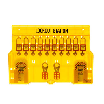 Lockout Tagout Padlock Station by Master Lock – Includes 4 Zenex Padlocks, Plastic, Yellow, Model 1483BP410