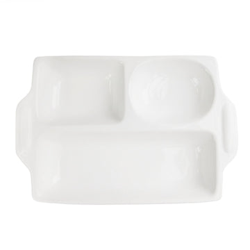 Rectangle 3 Section Server by American Atelier – Large, Porcelain, White, Model 6217-SVR13