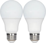 Satco S11435 9.8W A19 LED Lamp, Non-Dimmable, 5000K Natural Light, 800 Lumens, Frost, Medium Base, 120V, Damp Location, 60W Incandescent Equivalent, Enclosed Fixtures, 2 Bulb Value Pack (2 Pack)