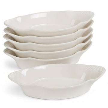 KooK Au Gratin Dishes, Ceramic, 12 Ounce, Ivory Set of 6